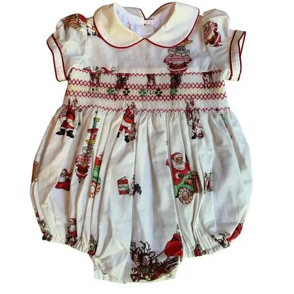 Sal & Pimenta Baby Smocked Busy Santa‎ Bubble - Picture 2 of 5